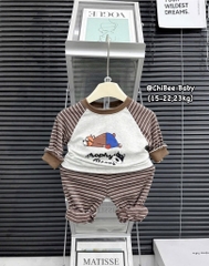 T490-Bộ zip dài kẻ chó bé trai (16.23.561)