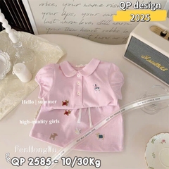 G494-Set áo polo chó hồng cv ôm (07.24.279)