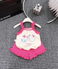 G139-Bộ cotton 2 dây bèo hoạt hình bé gái (6-14kg)