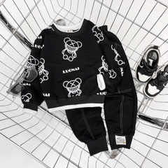 BTN009-Set nỉ da cá gấu đen trắng (XẢ)