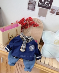 BTN010-Set áo phối cà vạt q jean (XẢ)