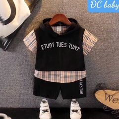 BTN014-Bộ cotton có mũ phối caro (XẢ)