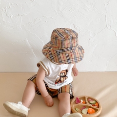 BTN018-Bộ cotton q kẻ BBR kèm mũ (XẢ)