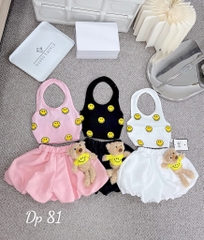 G155-Set áo yếm mặt cười quần bí gấu (9-28kg)