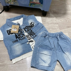 T721-Set 3ct gile jean xanh chữ đen (09.26kg)