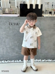 T311-Set áo polo Hey nâu quần kaki