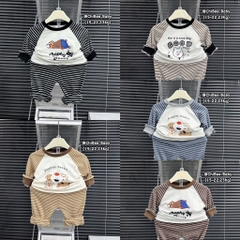 T490-Bộ zip dài kẻ chó bé trai (16.23.561)