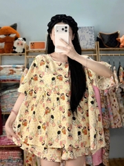 N073-Pijama Đùi Tole Lanh Thái (45-65kg)