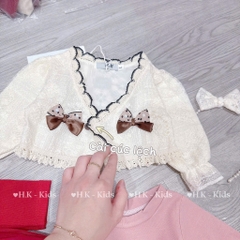 BD064-Váy body khoác ren kèm bờm nơ
