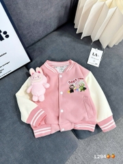 K060-Áo khoác nỉ 2 da labubu hồng