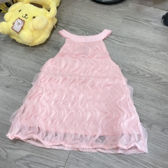 V257-Váy lưới sóng hồng cổ yếm (08.17.456)