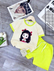 G101-Bộ thun cotton tàu bé gái (14-17kg)