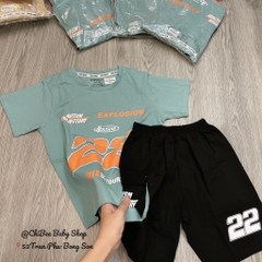 T405-Bộ cotton cộc tay xanh số 22 nhí (19.28.280)