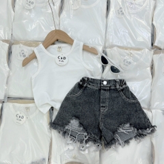 G058-Set áo ba lỗ quần jean đùi rách