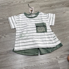 T454-Bộ cộc cotton kẻ xanh loang (13.17.350)
