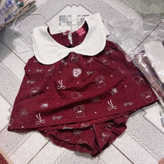 B366-Bộ đũi đỏ cổ nơ trắng S1/12 (06.13.228)