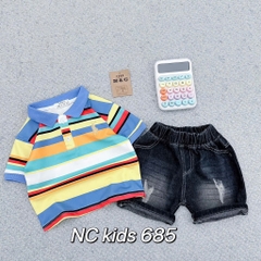 T267-Set jean áo polo cầu vồng 10S80-170
