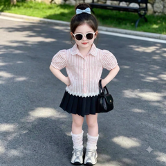 A431-Áo sơ mi kẻ cam sữa thêu Mia (21.40kg)