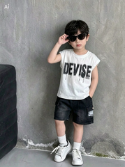 T719-Set áo SN chữ DEVISE trắng q jean đen (09.25kg)