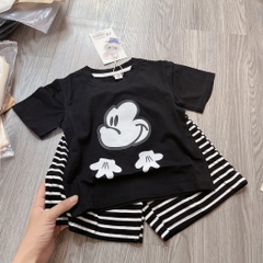 T630-Bộ cotton viền Mickey đen kẻ (10.18kg)