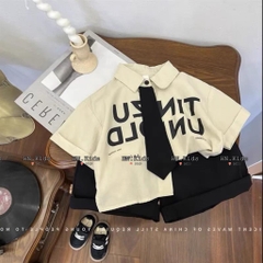 T070-Set sơ mi cà vạt bé trai