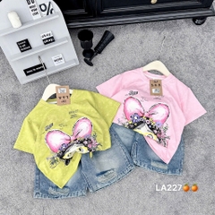 G531-Set jean bé gái nơ loang hồng (20.40.102)