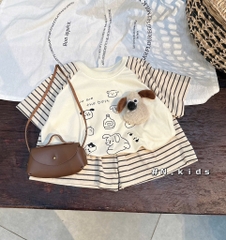 T652-Bộ cộc cotton cún xù phối kẻ (07.15kg)