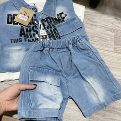 T721-Set 3ct gile jean xanh chữ đen (09.26kg)