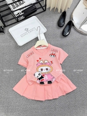 G217-Set áo tim kẻ cv xếp ly labubu