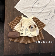 T652-Bộ cộc cotton cún xù phối kẻ (07.15kg)
