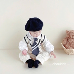 BD042-Body dài len mỏng cà vạt bé trai