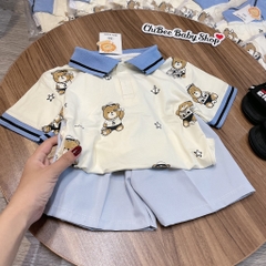 T762-Bộ polo cotton gấu mỏ neo xanh (11.30kg)