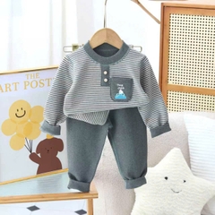 B453-Bộ nỉ kẻ nhung có túi QC (07.30kg)