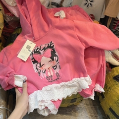 G671-Bộ nỉ mũ bé nơ viền ren (12.20kg)