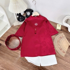 T535-Set áo dài Tết bé trai đỏ (12.30kg)