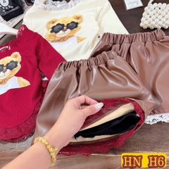 G699-Set áo gấu trắng cv da nâu ôm (07.24kg)