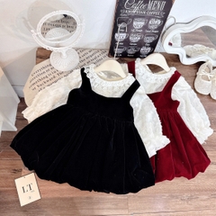 V299-Set tiểu thư váy nhung bí phồng (12.35kg)