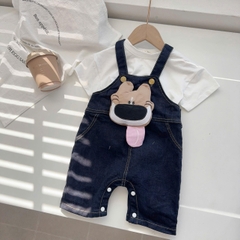 BD135-Set áo trắng quần yếm jean cún (05.15kg)