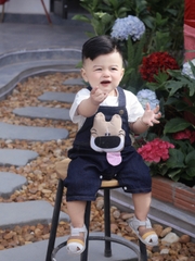 BD135-Set áo trắng quần yếm jean cún (05.15kg)