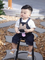 BD135-Set áo trắng quần yếm jean cún (05.15kg)