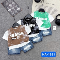 T555-Set áo nâu loang xích q jean rách (09.26kg)