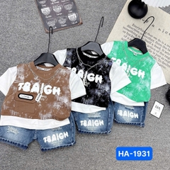 T555-Set áo nâu loang xích q jean rách (09.26kg)