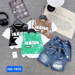 T555-Set áo nâu loang xích q jean rách (09.26kg)