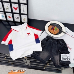 T556-Set áo polo cún phối q jean hộp (09.26kg)