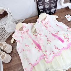 V318-Set váy cổ tàu hồng hoa nhí (09.28kg)