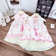 V318-Set váy cổ tàu hồng hoa nhí (09.28kg)