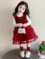 V337-Set áo kem váy dạ lưới Nhí S1/5 (7-11kg)