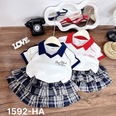 G734-Set áo Bad viền cv caro xoè