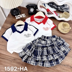 G734-Set áo Bad viền cv caro xoè