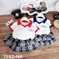 G734-Set áo Bad viền cv caro xoè